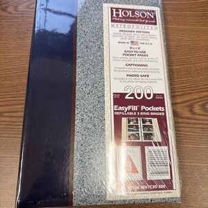 Vintage 1990 NOS Holson Pebbled Brown Blue Photo Album Holds 200 3.5"x5" Photos